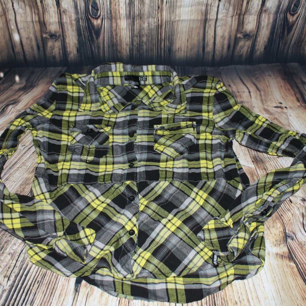 Fox Yellow/Black Plaid Button Down Shirt